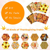 CraftsFabrics 10pcs 50cm x 50cm Autumn Fall Pumpkin Sunflower Scarecrow Maple Fat Quarters Bundle